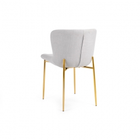 Malta Dining Chair: Light Grey Linen with Gold Legs